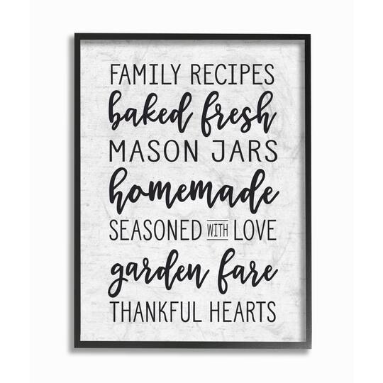 Stupell Industries Family Recipes Typography Black Framed Wall Art
